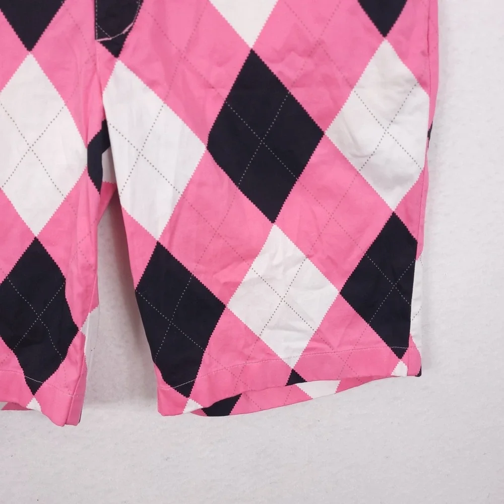 Loudmouth Golf Chino Shorts  Mens Size 38 Pink Balck Argyle Classic Preppy Y2K